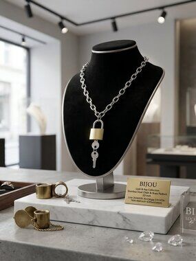Bijou Lock and key silver chain necklace